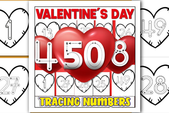 Download Trace Numbers 0-50, Hearts Coloring Page - Trace numbers Collection