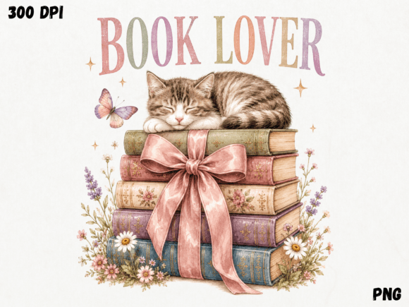 Download Book Lover Cat PNG, Reading Cat Sublimat - Lover Collection