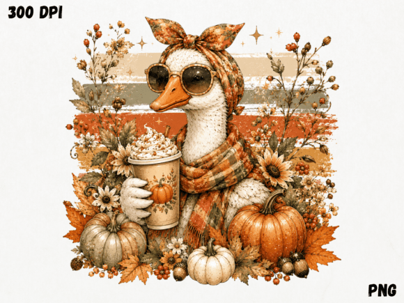 Download Fall Goose Coffee Lover PNG, Autumn Goos - Premium Resources