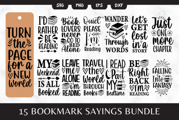 Download 15 Bookmark SVG | Book Lovers Sayings - Lover Collection
