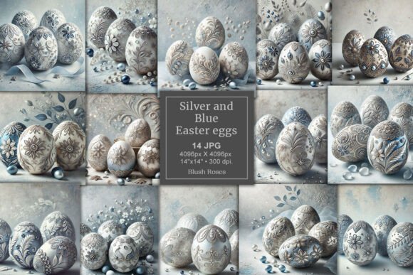 Download Lux Silver and Blue Embellished Eggs - Premium Bundle